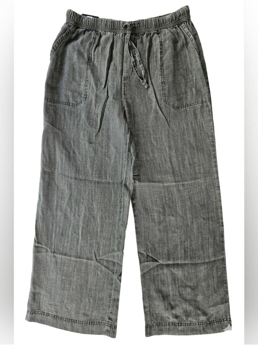 Splendid Grey Drawstring Wide Leg Flowy Cropped Pants NWT Medium